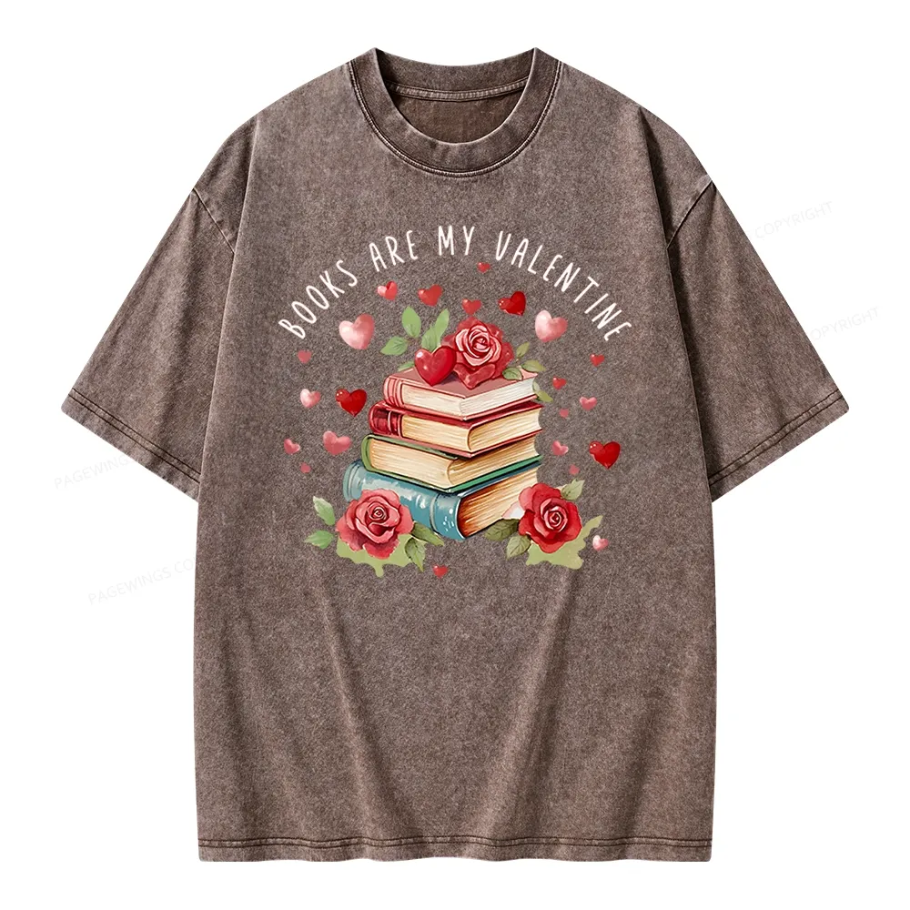 Pagewing Books Are My Valentine Unisex Washed T-shirt