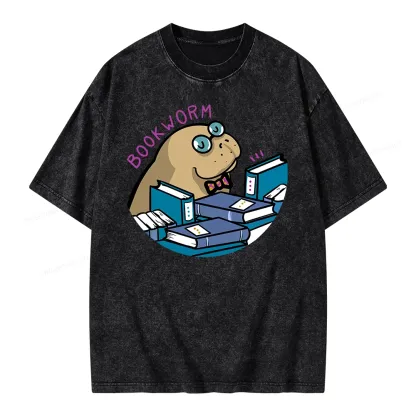 Pagewing Books Worm Unisex Washed T-shirt