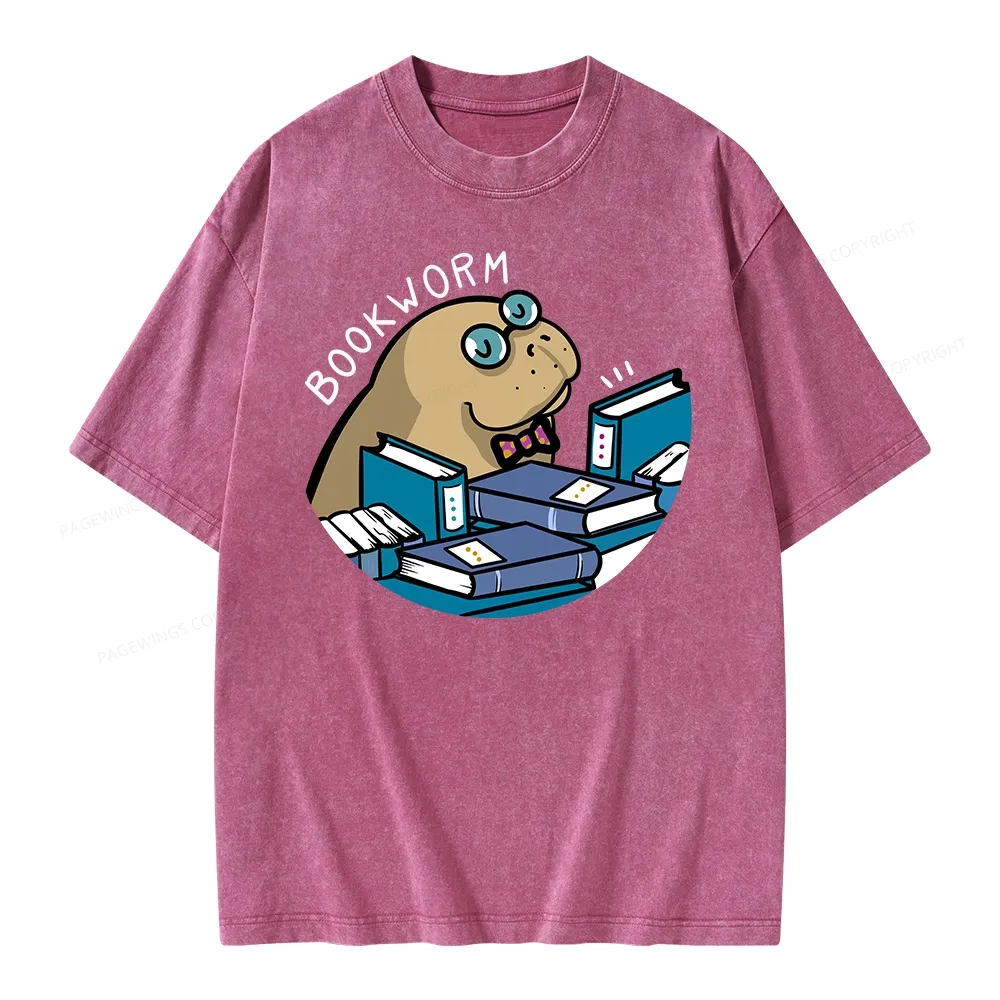 Pagewing Books Worm Unisex Washed T-shirt
