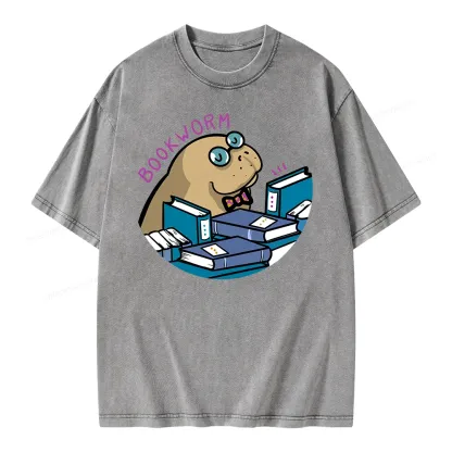 Pagewing Books Worm Unisex Washed T-shirt