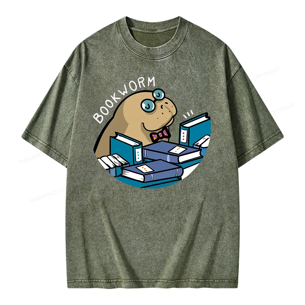 Pagewing Books Worm Unisex Washed T-shirt