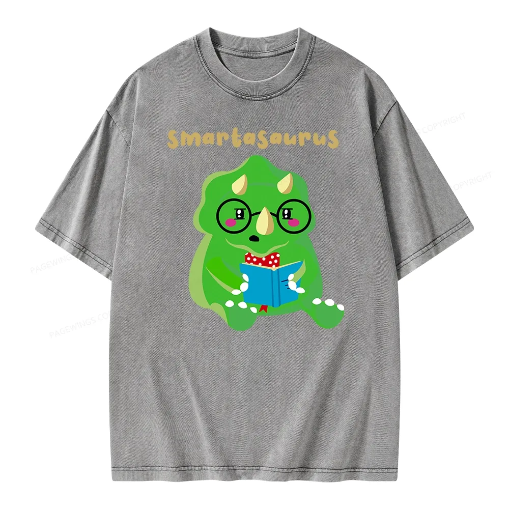 Pagewing Smart Dinosaur Unisex Washed T-shirt