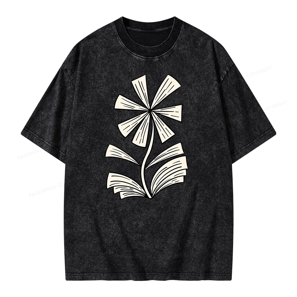 Pagewing Sunflower Made of Books Unisex Washed T-shirt