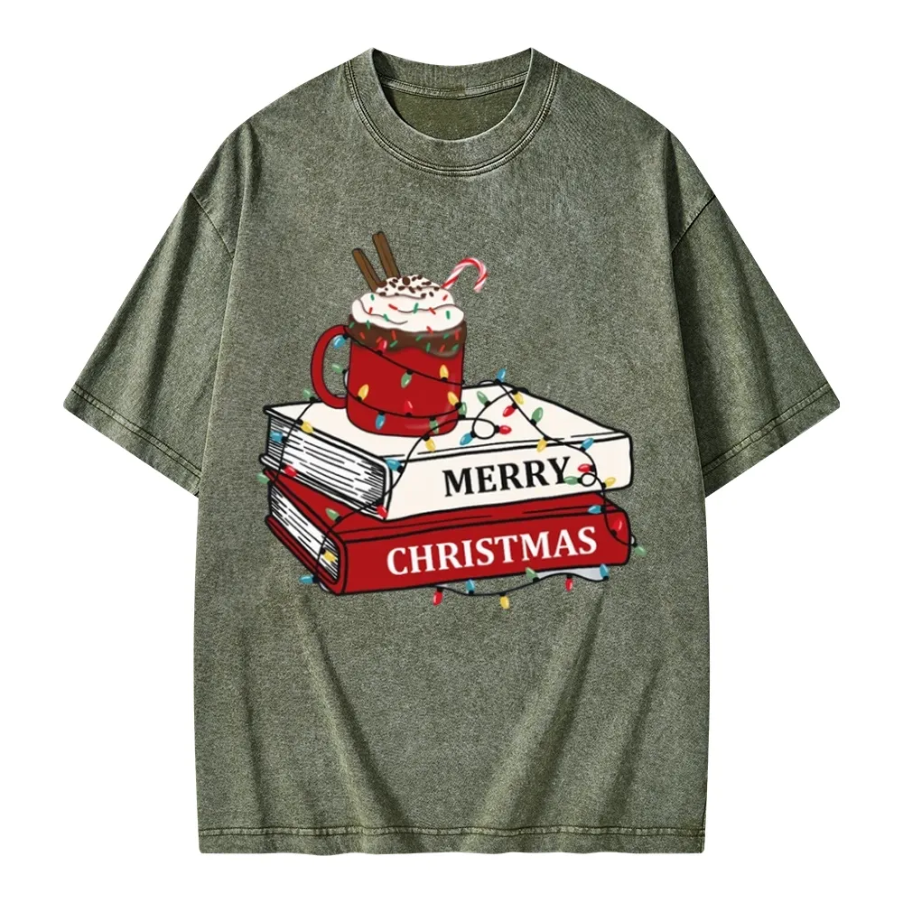 Pagewings Merry Christmas Unisex Washed T-shirt