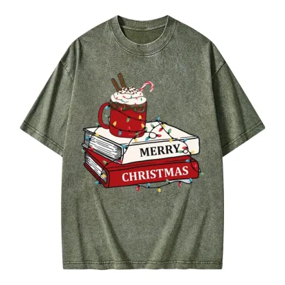 Pagewings Merry Christmas Unisex Washed T-shirt