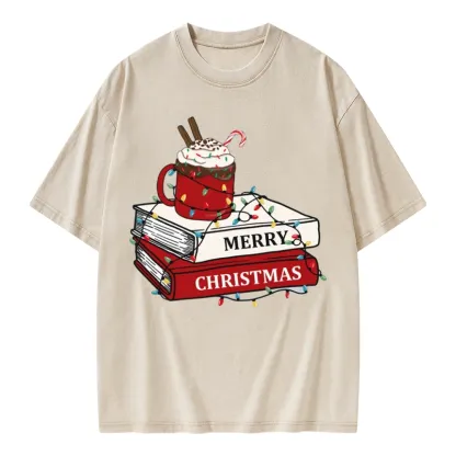 Pagewings Merry Christmas Unisex Washed T-shirt