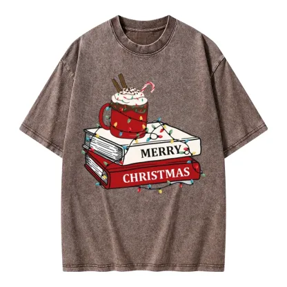 Pagewings Merry Christmas Unisex Washed T-shirt