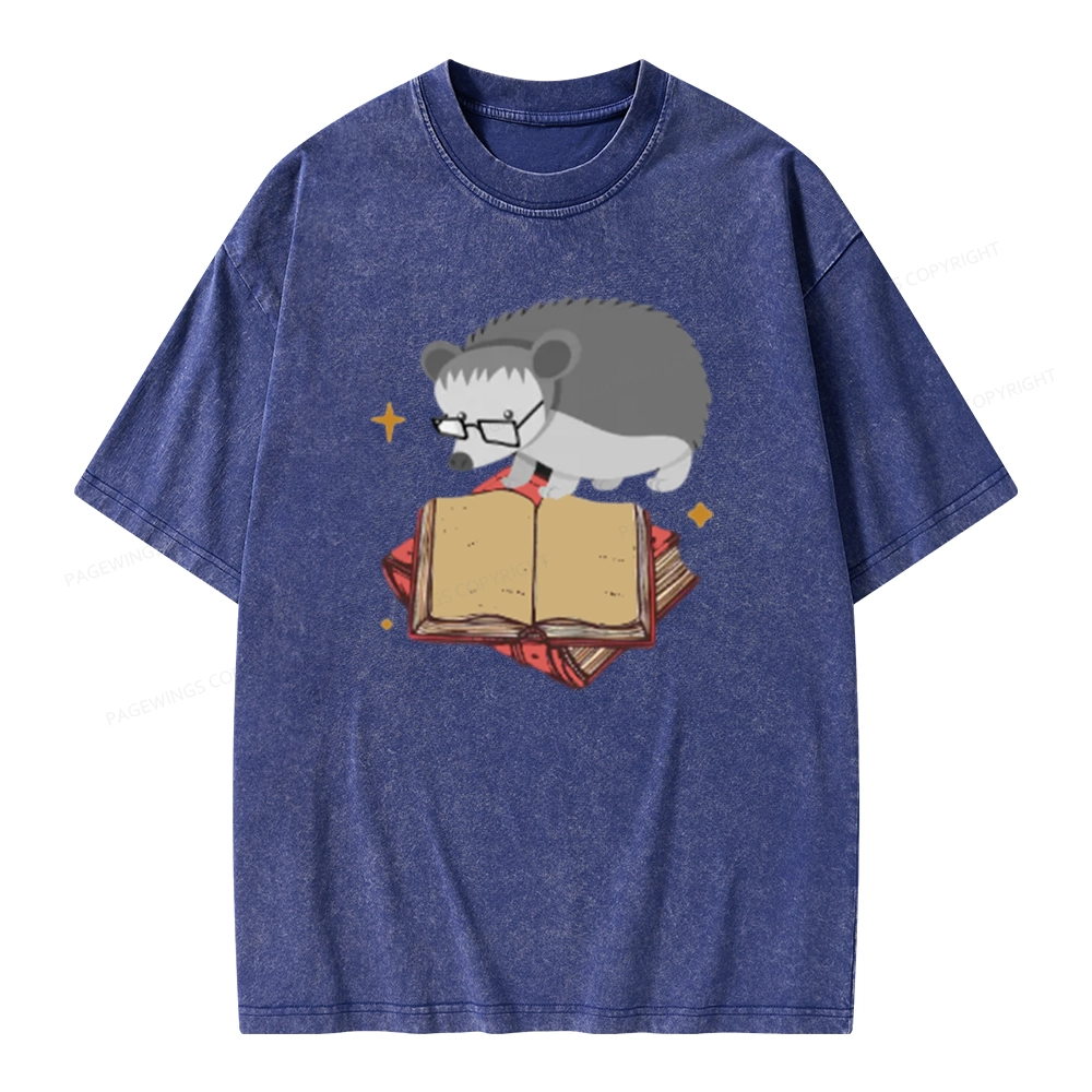 Pagewing Fun Hedgehog Is Reading Unisex Washed T-shirt