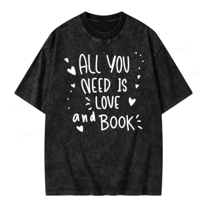Pagewing All You Need Is Love And Book Unisex Washed T-shirt