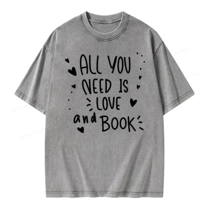 Pagewing All You Need Is Love And Book Unisex Washed T-shirt