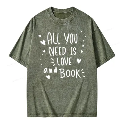 Pagewing All You Need Is Love And Book Unisex Washed T-shirt