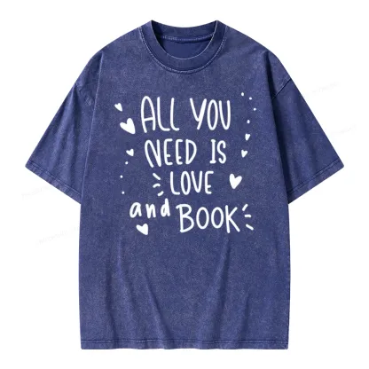 Pagewing All You Need Is Love And Book Unisex Washed T-shirt