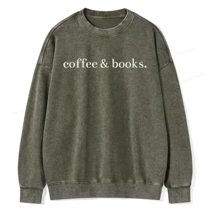 Pagewing Coffee & Books Are All my favorites Unisex Washed Sweatshirt