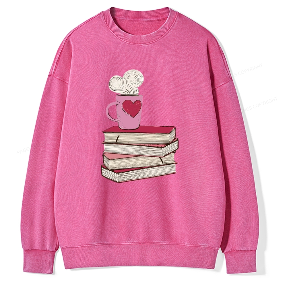 Pagewing Valentine's Day Gift for the Book Lover Unisex Washed Sweatshirt