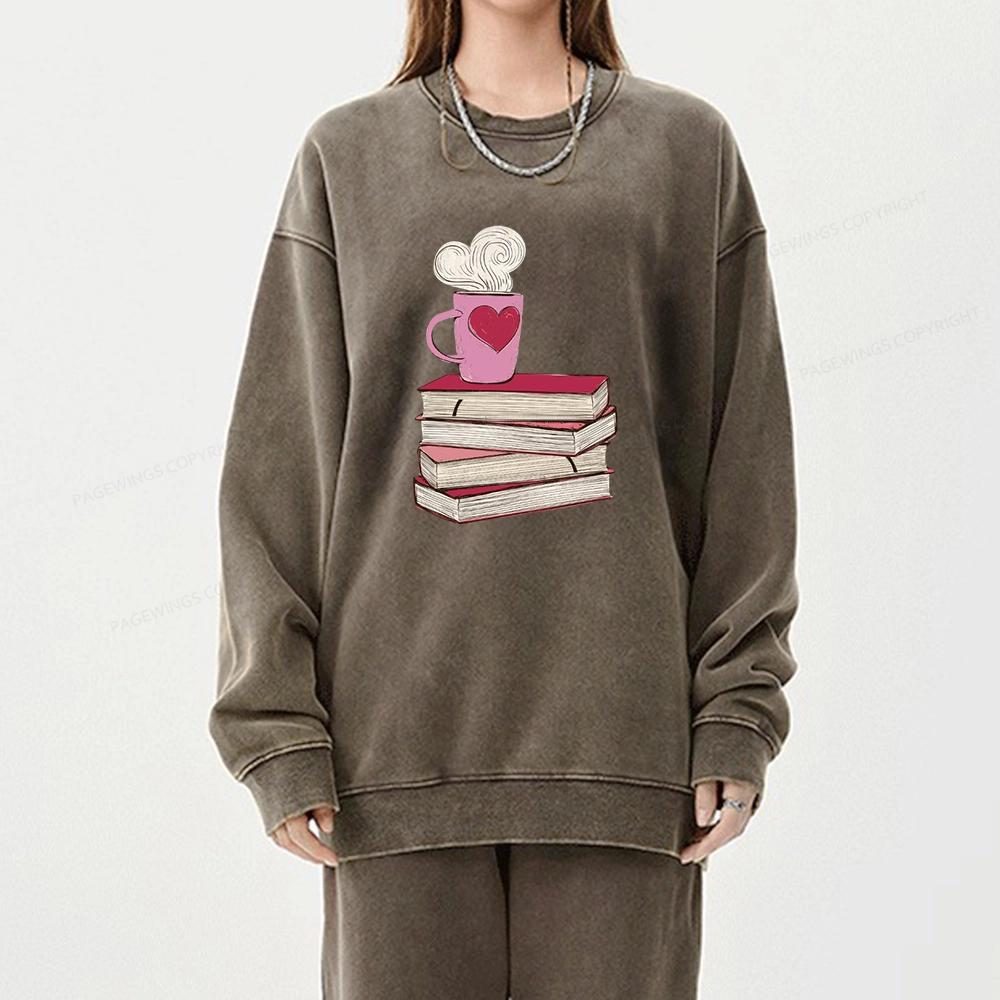 Pagewing Valentine's Day Gift for the Book Lover Unisex Washed Sweatshirt