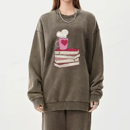 Pagewing Valentine's Day Gift for the Book Lover Unisex Washed Sweatshirt