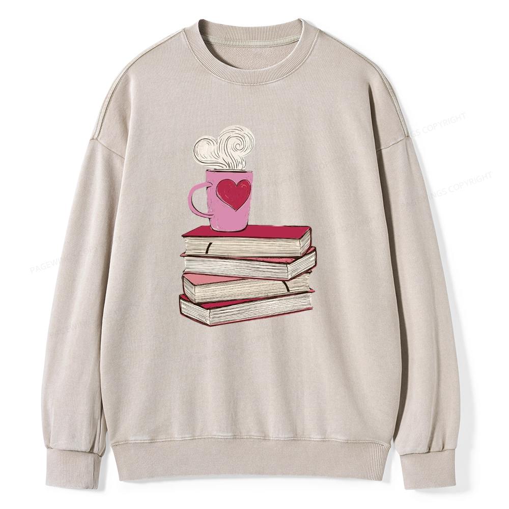 Pagewing Valentine's Day Gift for the Book Lover Unisex Washed Sweatshirt