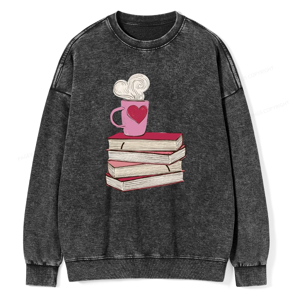 Pagewing Valentine's Day Gift for the Book Lover Unisex Washed Sweatshirt