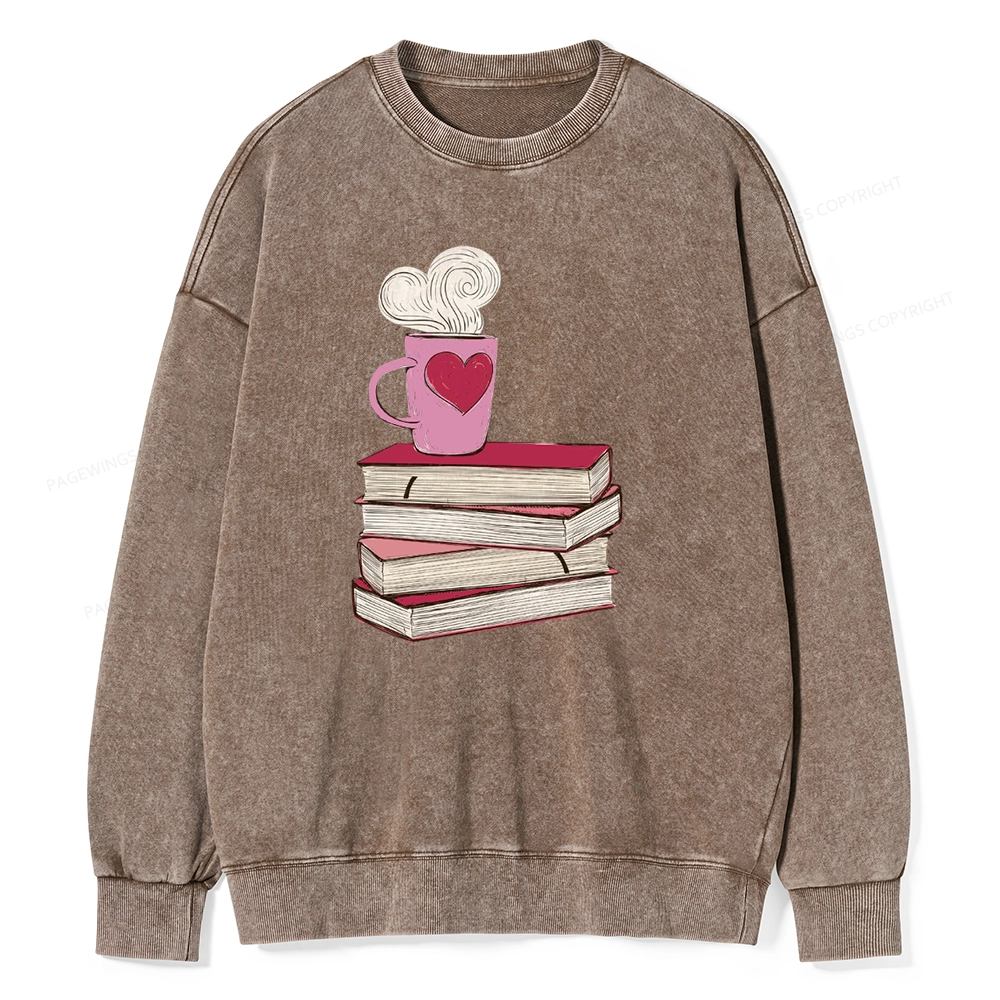 Pagewing Valentine's Day Gift for the Book Lover Unisex Washed Sweatshirt