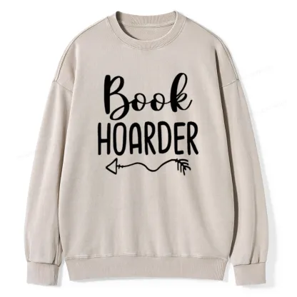 Pagewing Book Hoarder And Bookaholic Unisex Washed Sweatshirt