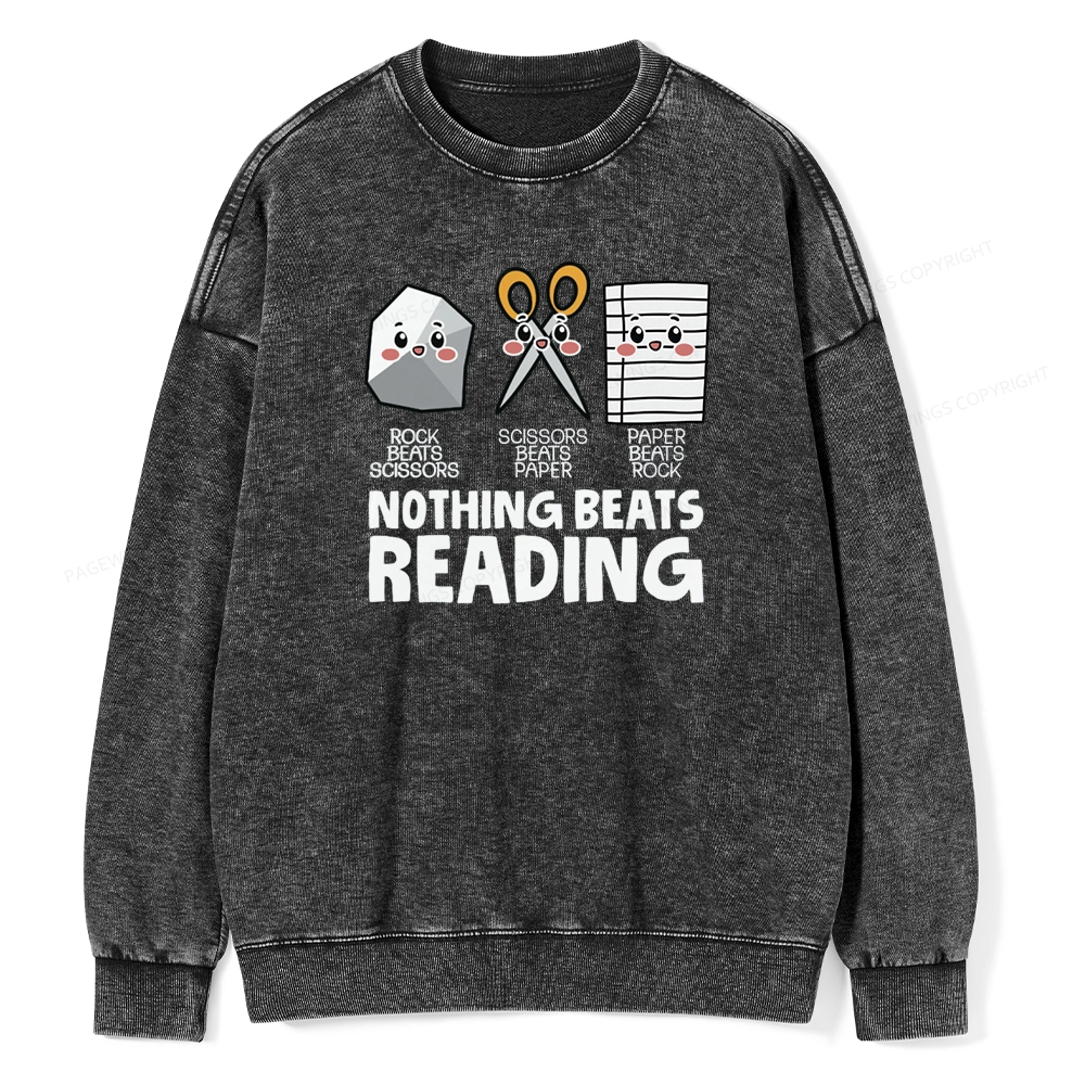Pagewing Nothing Beats Reading Unisex Washed Sweatshirt