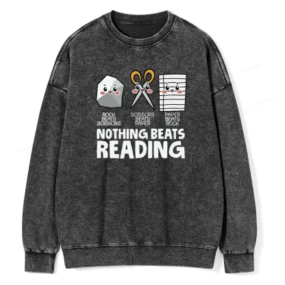 Pagewing Nothing Beats Reading Unisex Washed Sweatshirt