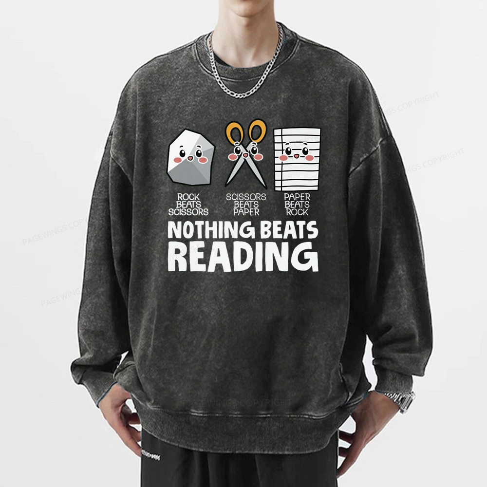 Pagewing Nothing Beats Reading Unisex Washed Sweatshirt