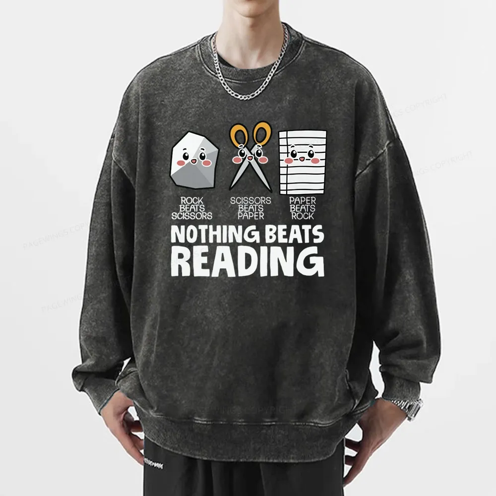Pagewing Nothing Beats Reading Unisex Washed Sweatshirt