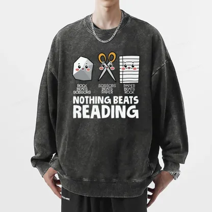 Pagewing Nothing Beats Reading Unisex Washed Sweatshirt