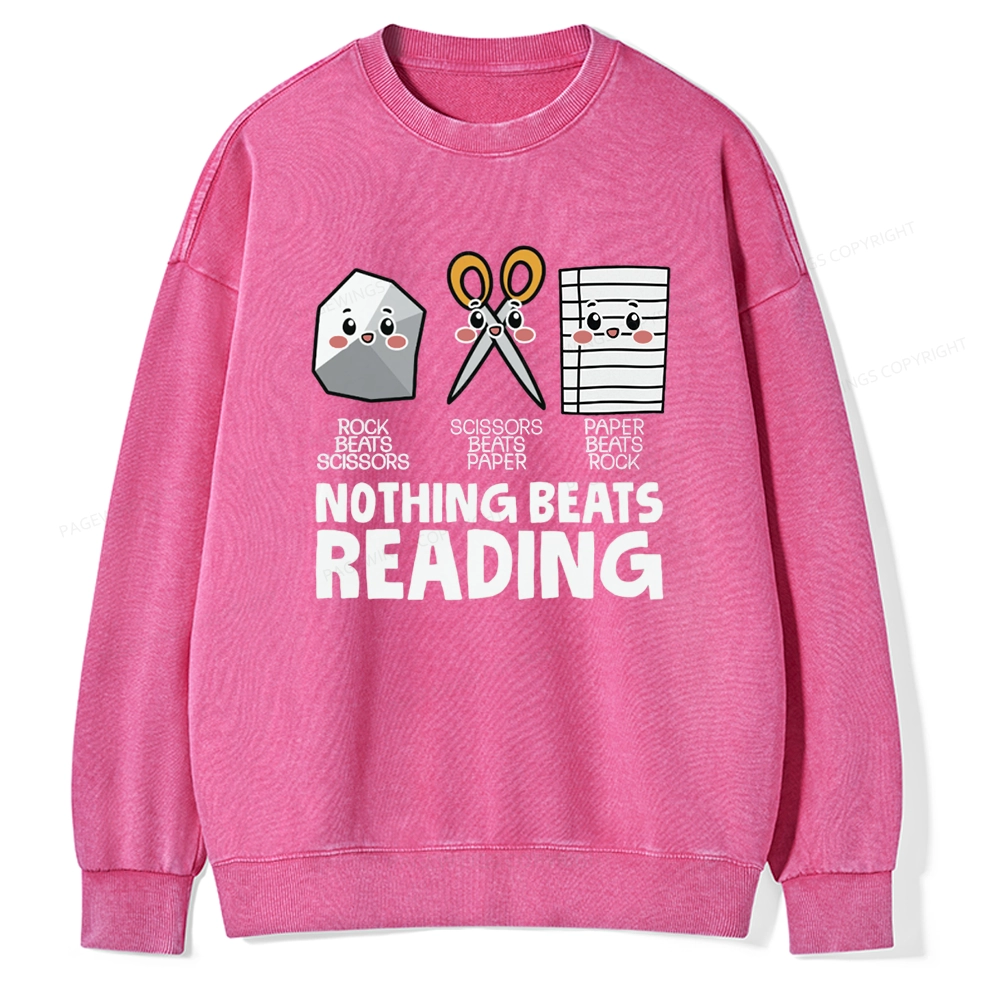 Pagewing Nothing Beats Reading Unisex Washed Sweatshirt
