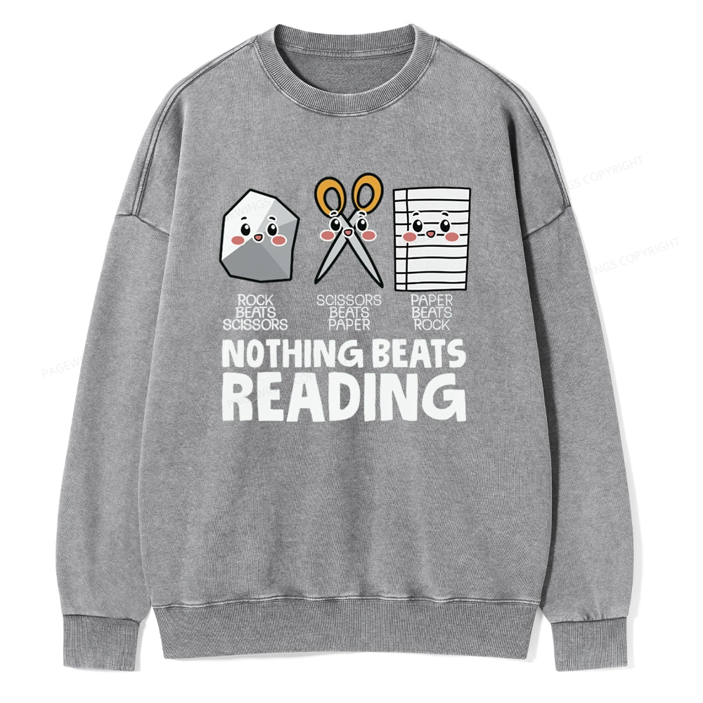 Pagewing Nothing Beats Reading Unisex Washed Sweatshirt