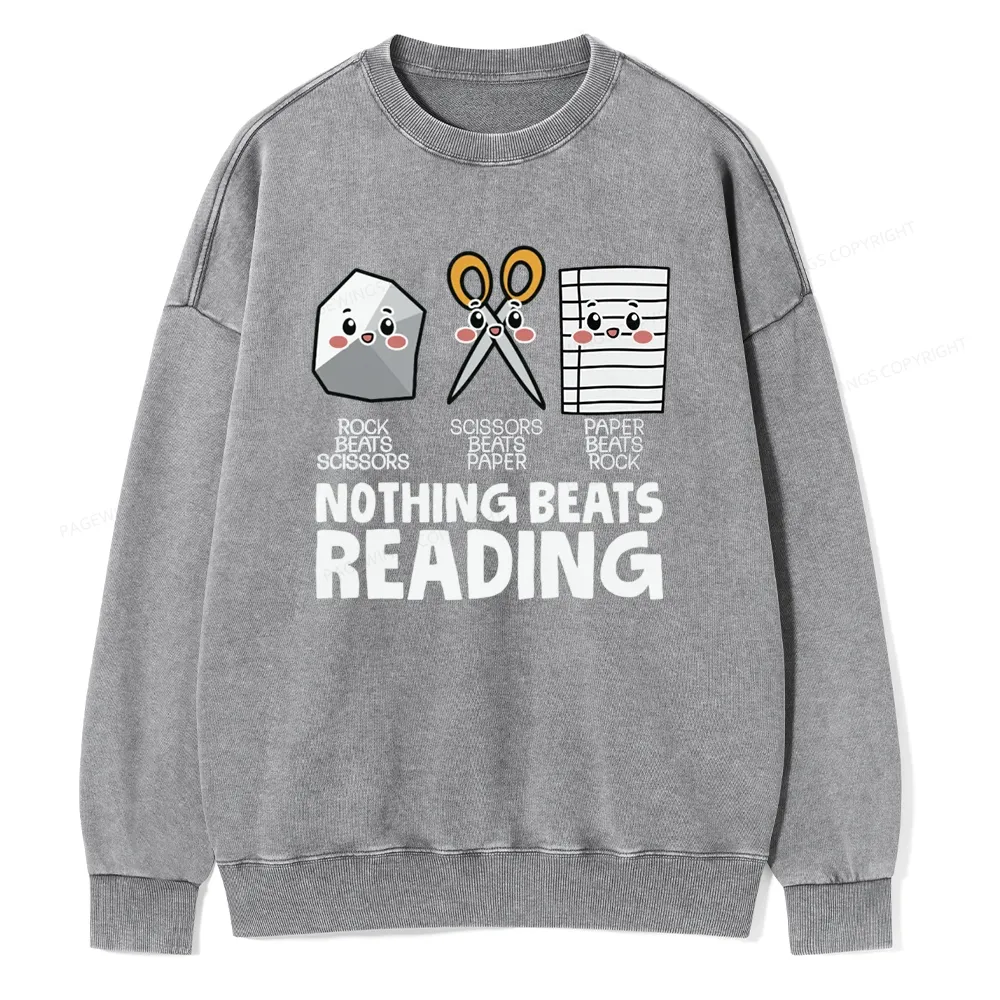 Pagewing Nothing Beats Reading Unisex Washed Sweatshirt