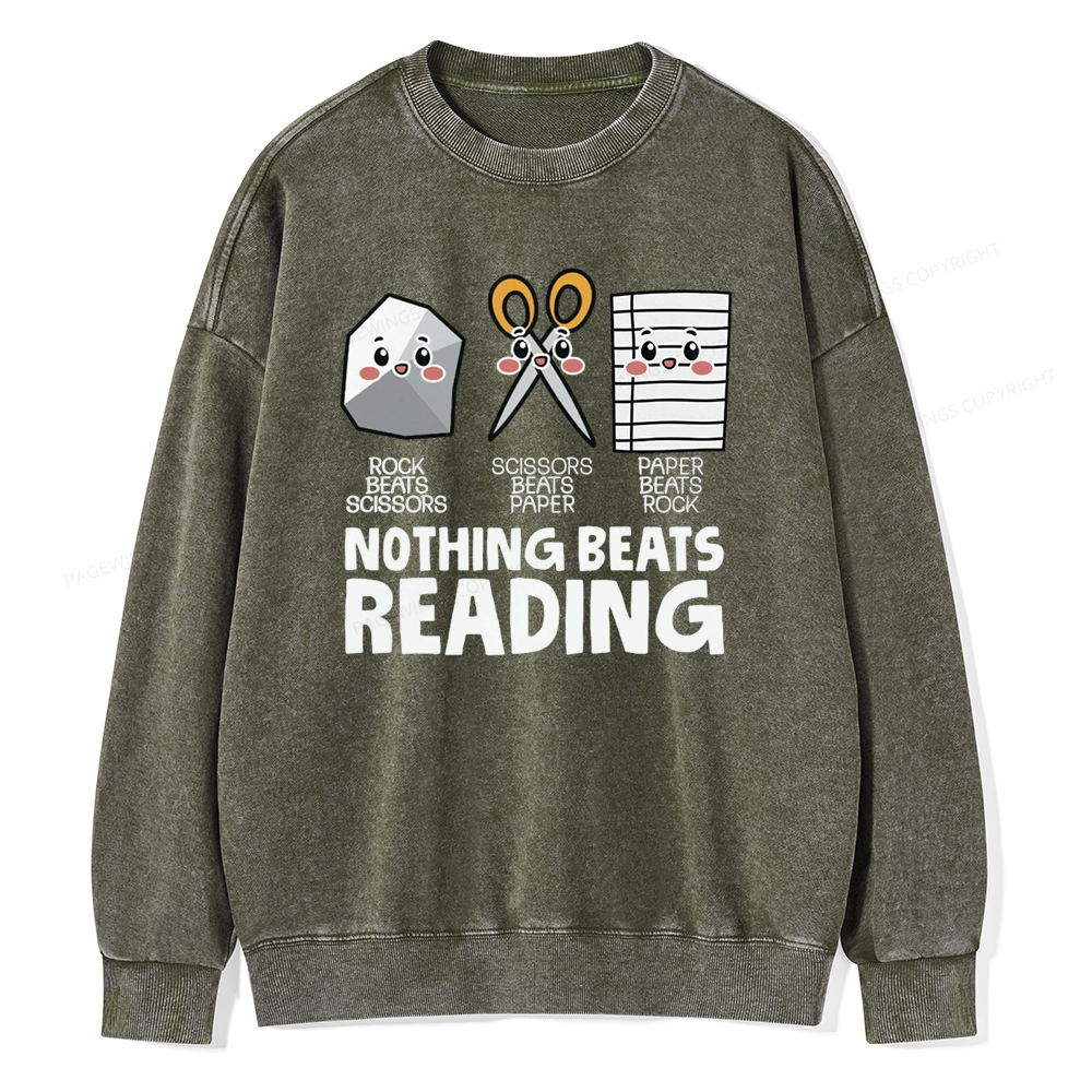Pagewing Nothing Beats Reading Unisex Washed Sweatshirt
