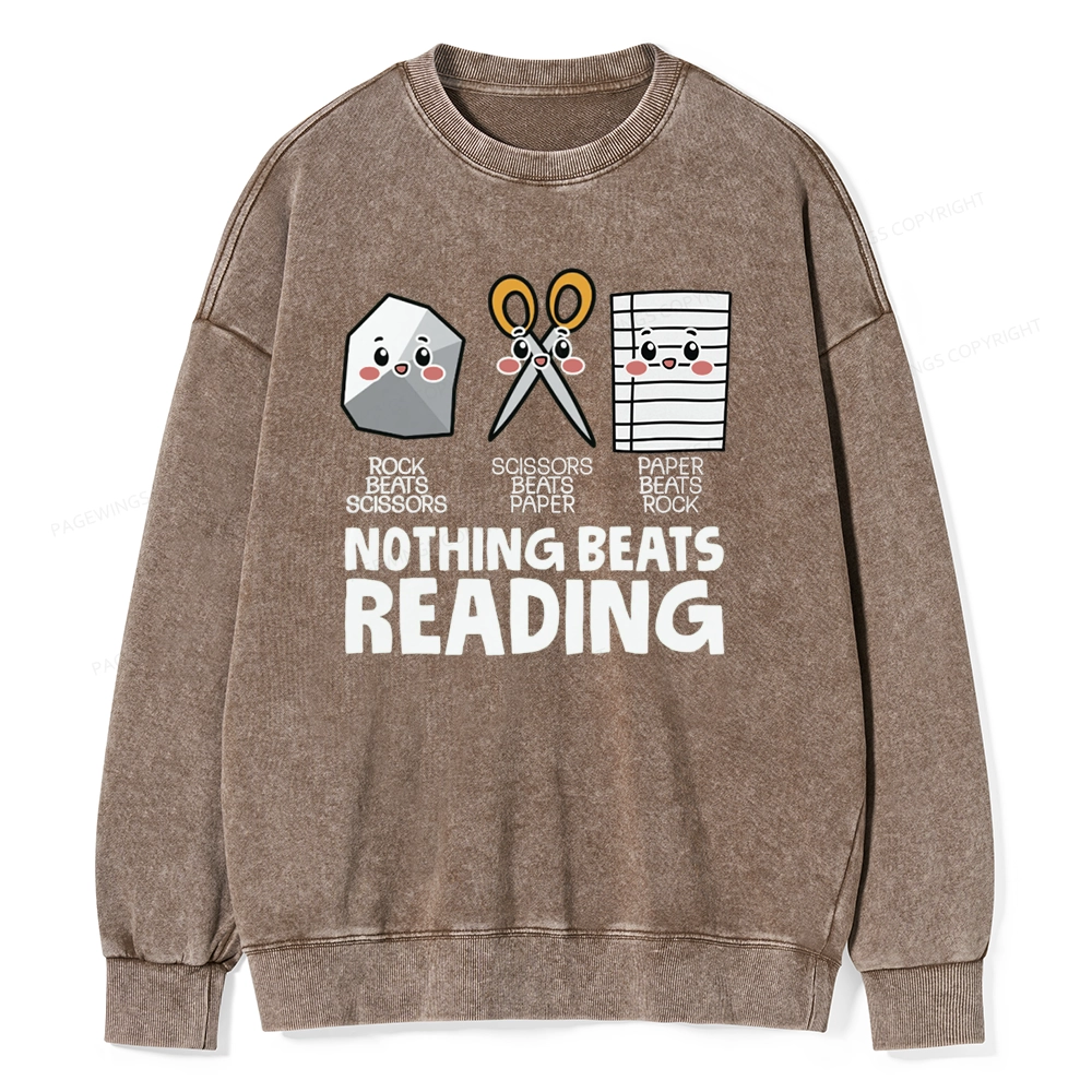 Pagewing Nothing Beats Reading Unisex Washed Sweatshirt
