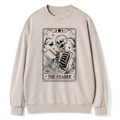 Pagewings The Reader Tarot Card Unisex Washed Sweatshirt