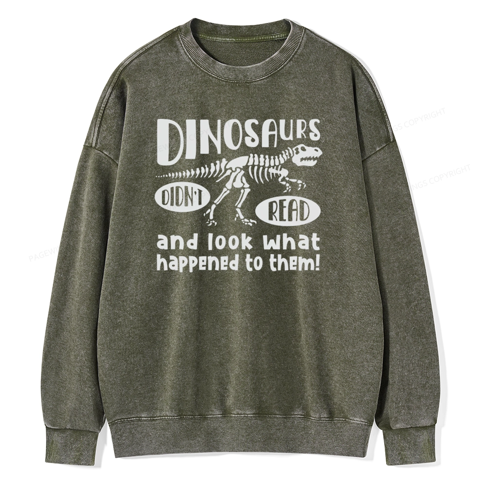 Pagewing Dinosaurs Look What Happened to Them Unisex Washed Sweatshirt