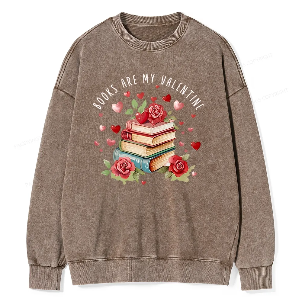 Pagewing Books Are My Valentine Unisex Washed Sweatshirt