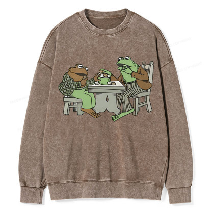 Pagewings frog & toad eat cookies Unisex Washed Sweatshirt