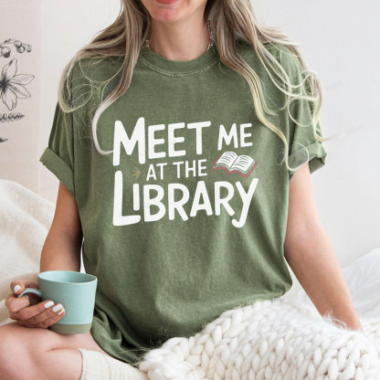 Pagewings Meet Me At The Library  Unisex Washed T-shirt