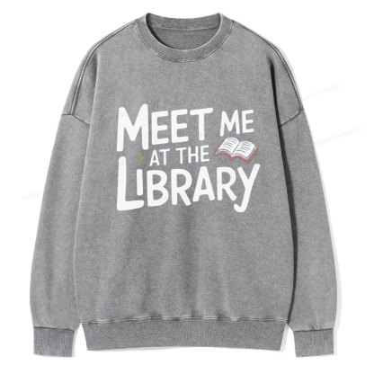 Pagewings Meet Me At The Library Unisex Washed Sweatshirt