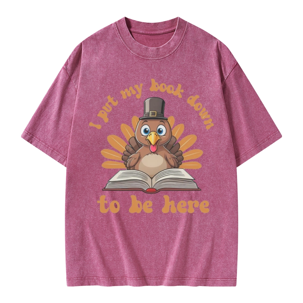 Pagewings Funny Thanksgiving Book Unisex Washed T-shirt