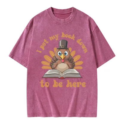 Pagewings Funny Thanksgiving Book Unisex Washed T-shirt