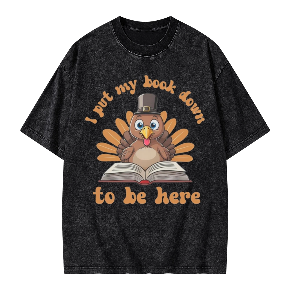 Pagewings Funny Thanksgiving Book Unisex Washed T-shirt