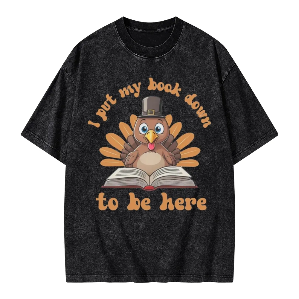 Pagewings Funny Thanksgiving Book Unisex Washed T-shirt