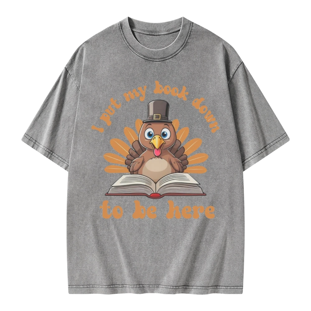 Pagewings Funny Thanksgiving Book Unisex Washed T-shirt