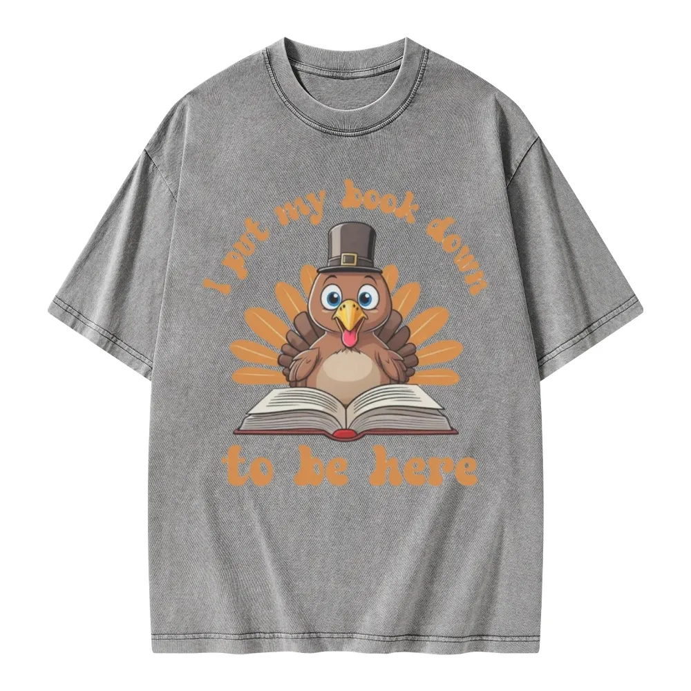 Pagewings Funny Thanksgiving Book Unisex Washed T-shirt