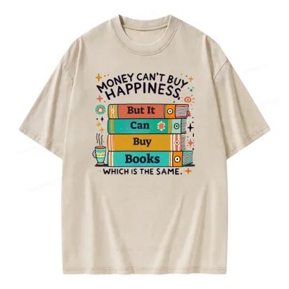Pagewings Money Can’t Buy Happiness But It Can Buy Books Unisex Washed T-shirt
