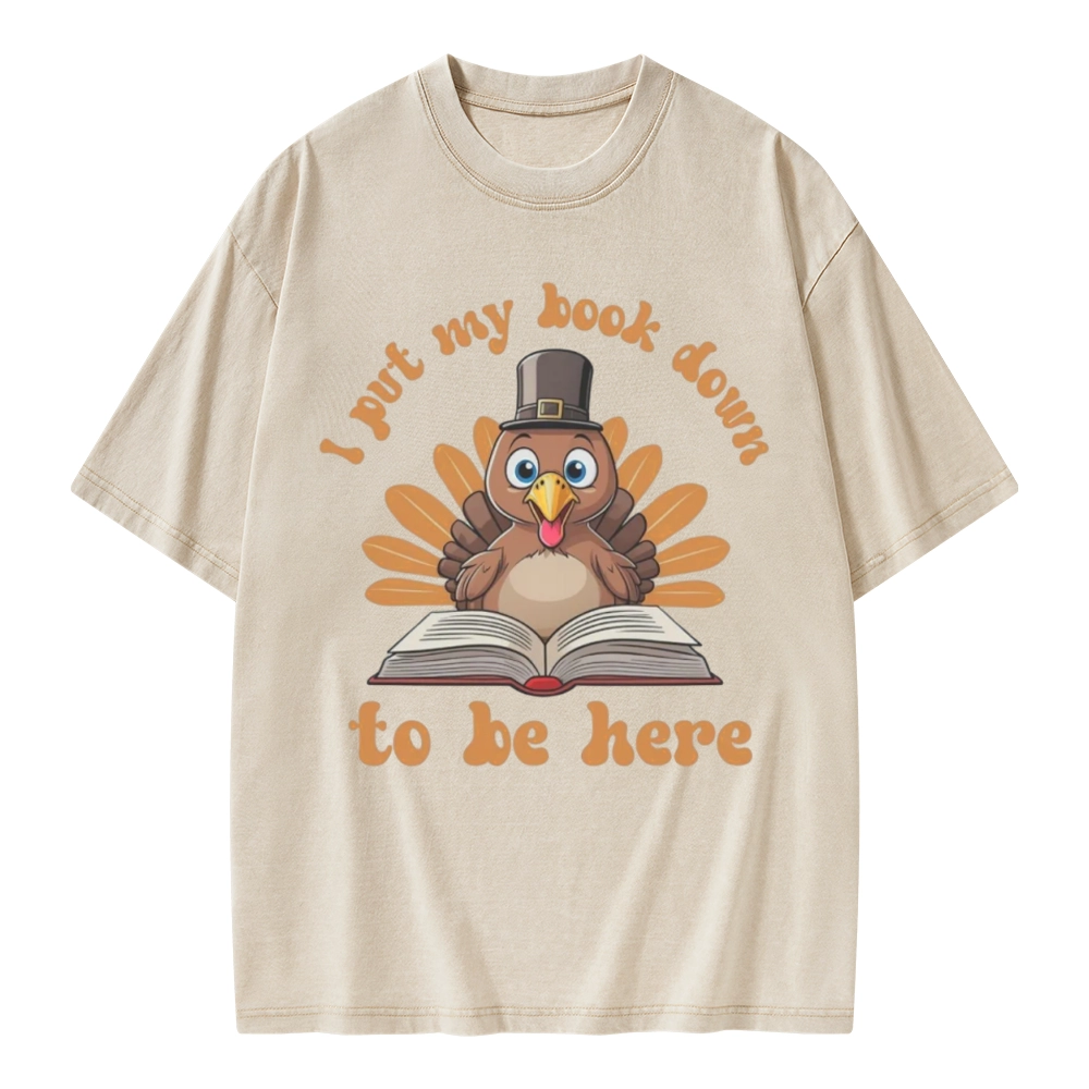 Pagewings Funny Thanksgiving Book Unisex Washed T-shirt