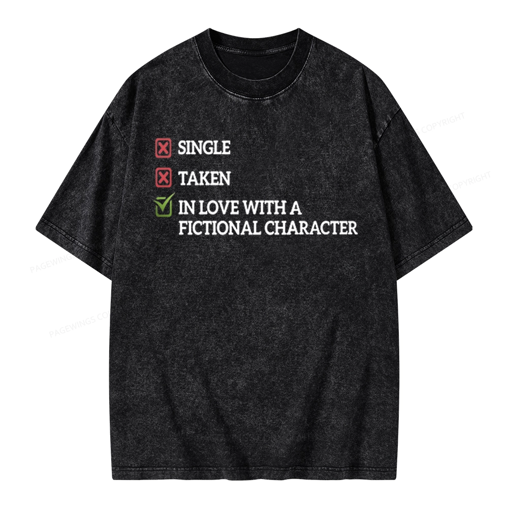 Pagewings In Love With A Fictional Character Unisex Washed T-shirt