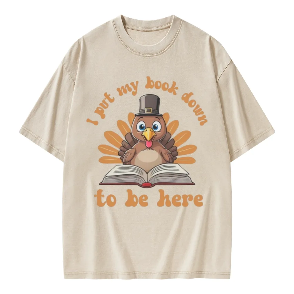 Pagewings Funny Thanksgiving Book Unisex Washed T-shirt